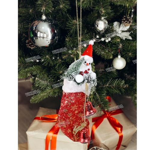 VikriDA 1Pc Snowman Red Pouch Hanging Ornament | Cute Snowman Christmas Tree Decoration for Xmas Home & Party Décor - Image 4
