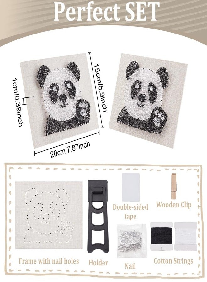 ACRNIGHEET Panda String Art Kit, DIY Craft Nails for String Art, String Nail Art Craft for Beginners, DIY Making Unique Home Wall Table Decorations with Display Frame, Suitable for Gift Giving - Image 2