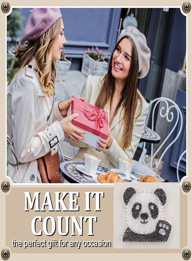 ACRNIGHEET Panda String Art Kit, DIY Craft Nails for String Art, String Nail Art Craft for Beginners, DIY Making Unique Home Wall Table Decorations with Display Frame, Suitable for Gift Giving - Image 4