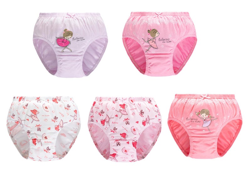 CHUNG Little Girls Toddlers Cotton Briefs Panties Underwear 5 Pack, Ballerina, 3-4Y - Image 2
