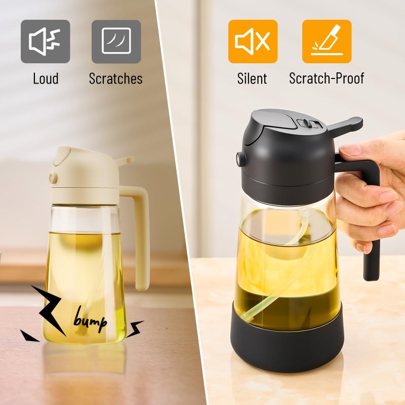 PARACITY Oil Dipenser Bottle with Silicone Bottom, 2 in 1 Olive Oil Sprayer and Dispenser, Oil Spray Bottle 500ML/ 17OZ for Cooking, Kitchen, BBQ, Air Fryer, Salad, Baking(1PC Black) - Image 3