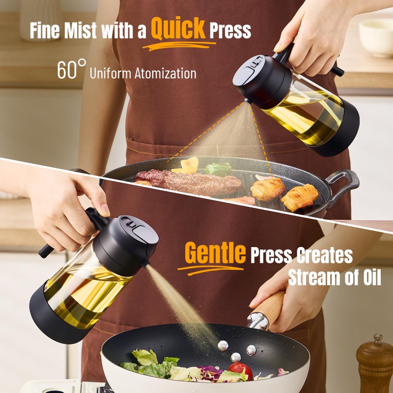 PARACITY Oil Dipenser Bottle with Silicone Bottom, 2 in 1 Olive Oil Sprayer and Dispenser, Oil Spray Bottle 500ML/ 17OZ for Cooking, Kitchen, BBQ, Air Fryer, Salad, Baking(1PC Black) - Image 5