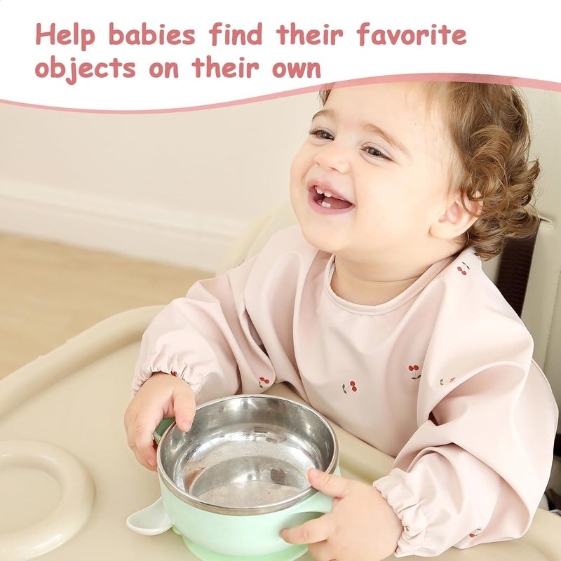 PewinGo Baby Bibs with Long Sleeve Bib  BLW Coverall Bibs for Baby Feeding PU Soft and SkinFriendly Material Machine Washable Waterproof and Easy to Clean Baby Infant Toddlers Pink - Image 5