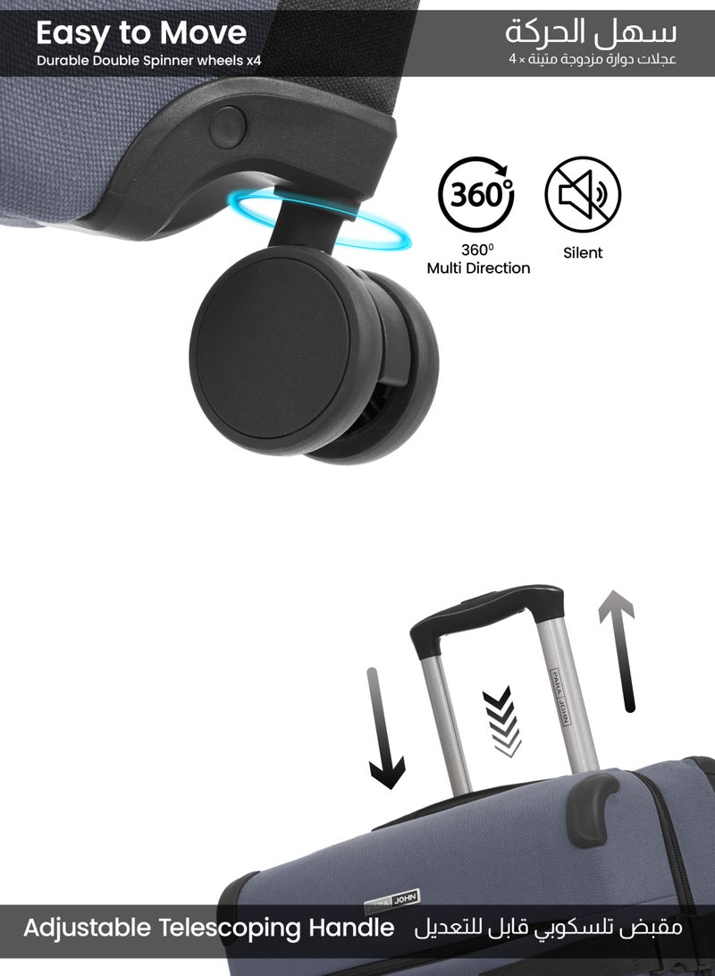 PARAJOHN Retro 3-Piece Luggage Set | 20/24/28 Inch | Canvas Hard Case | 8-Wheel 360° Spinner Trolley | Travel Suitcase Set - Image 4