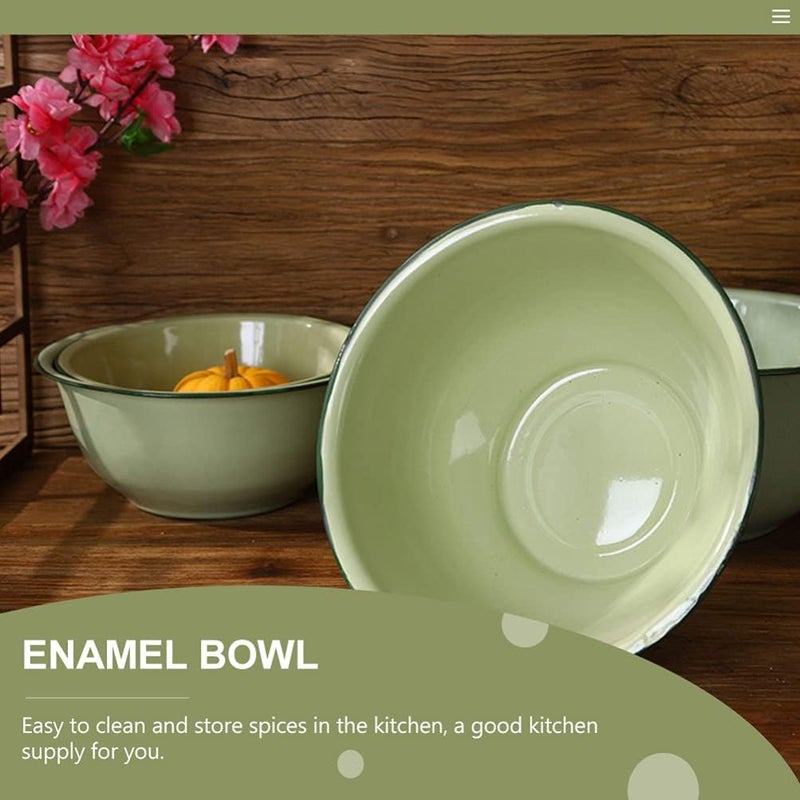 cheekyglo 2pcs Vintage Enamel Food Bowl Enamel Mixing Bowl Food Containers Vegetable Fruit Container for Home Kitchen - Image 5