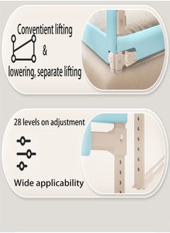 ZCM-HAPPY Crib guardrail Portable safety foldable adjustable height fall protection guardrail Toddler bed rail single side 180cm  - Image 4