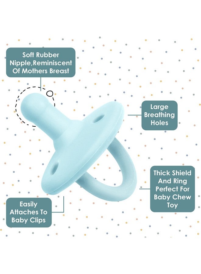 Sweet Child Pacifiers 0-18 Months, Set Of 6 Ultra-Light Silicone Binkies With Collapsible Handle & 3 Air Holes For Added Safety, Best Newborn Pacifiers For Baby Boys Or Girls - Image 3