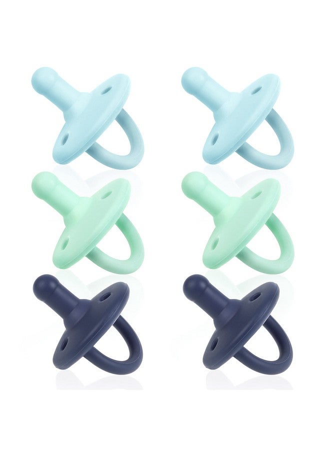 Sweet Child Pacifiers 0-18 Months, Set Of 6 Ultra-Light Silicone Binkies With Collapsible Handle & 3 Air Holes For Added Safety, Best Newborn Pacifiers For Baby Boys Or Girls - Image 1
