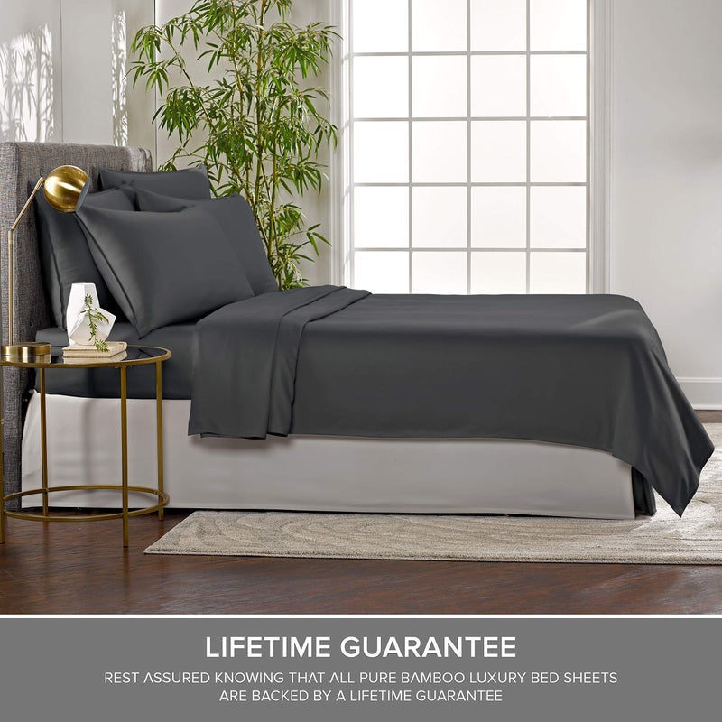 Pure Bamboo Short Queen Sheets by Pure Bamboo for RV Camper (60""x75"") - Genuine 100% Organic Viscose Derived from Bamboo Bed Sheet Set  Soft & Cooling  Lifetime Quality Promise (Short Queen  Charcoal)  - Image 4