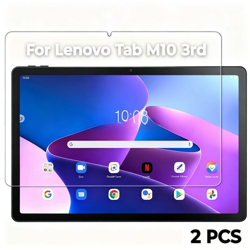 2 Pack Tempered Glass Screen Protector for Lenovo Tab M10 HD 3rd Gen 2022 10.1 Inch 9H Hardness Anti Scratch - Image 1