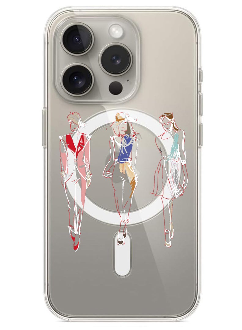 Theodor Magnetic Case for iPhone 15 Pro Max 6.7-inch Compatible with MagSafe Wireless Charging, Shockproof Phone Bumper Cover Fashion white - Image 1