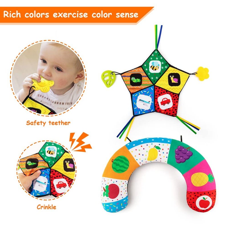 teytoy Tummy Time Pillow with Crinkle Mat & Teethers, Black and White High Contrast Baby Toys with Mirror, Montessori Sensory Crawling Toy for Infant Newborn Toddler Tummy Time Toys 0-6 Months Babies - Image 4
