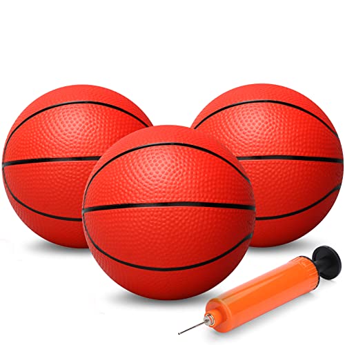 Gamtec 6 Small Basketballs for Kids Toddler 6 Inch Little Ball for Over Door Mini Hoop Silence Rubber Basketball Ball for Indoor Outdoor Beach Sand Toy Balls for Pool Hoop 3PCS with Pump - Image 1