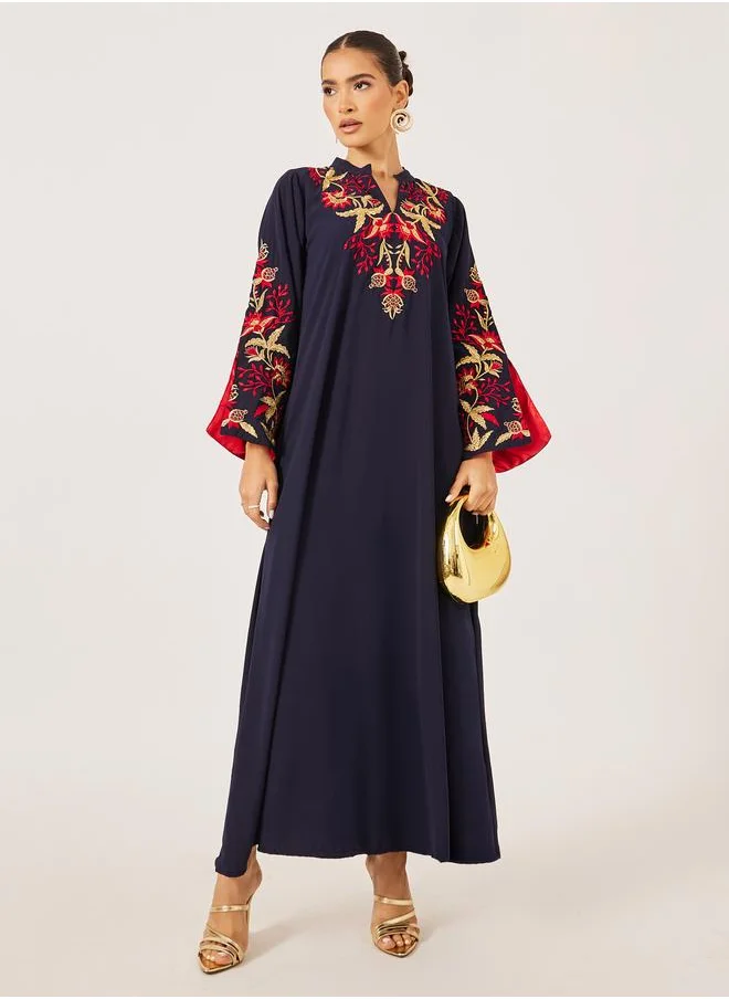 مكسيم كريشن Maxim Creation Embroidered Collared A-Line Jalabiya