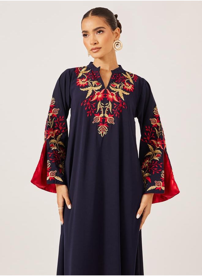 Maxim Creation Maxim Creation Embroidered Collared A-Line Jalabiya  - Image 3