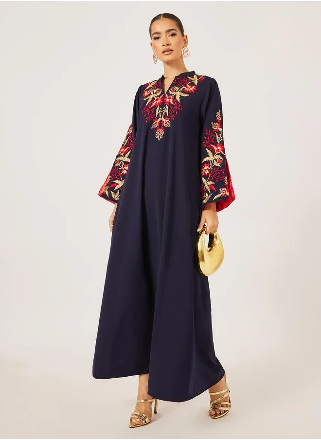 مكسيم كريشن Maxim Creation Embroidered Collared A-Line Jalabiya