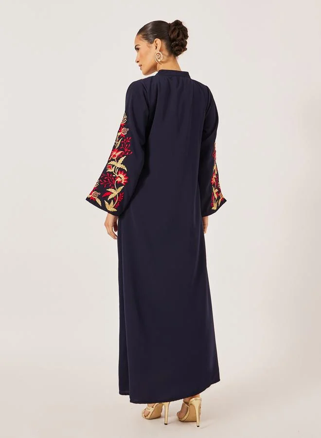 Maxim Creation Maxim Creation Embroidered Collared A-Line Jalabiya