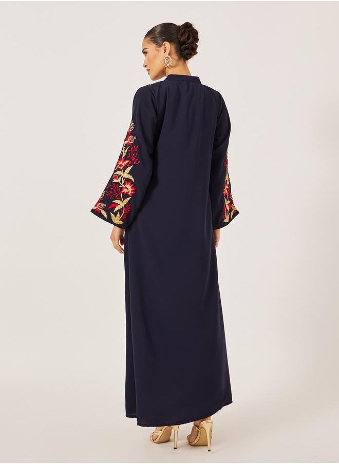 Maxim Creation Maxim Creation Embroidered Collared A-Line Jalabiya  - Image 5