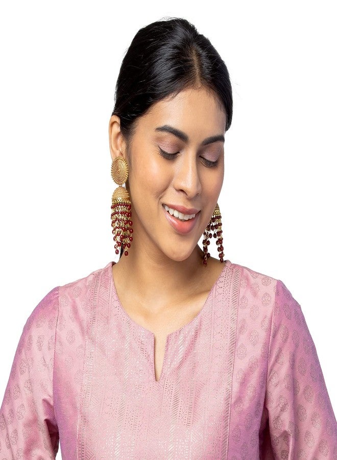 Bodha Traditional Indian Antique Gold Plated Black Meenakari, CZ, Pearls Jhumka Earrings Women (SJE_18_BK), Medium, Brass, Cubic Zirconia - Image 2
