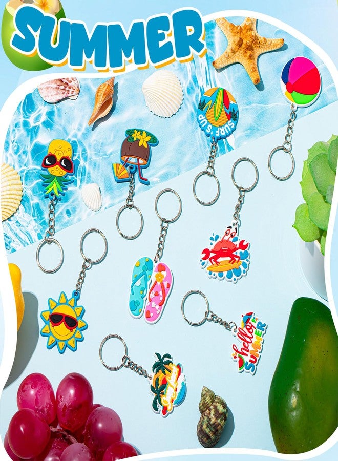 Remuuly 36 Pcs Summer Beach Favors Keychain Bulk Hawaiian Pool Party Keychains Hawaii Keychain Luau Beach Charms Tropical Hanging Pendant Summer Key Ring for Party Favors Supplies Gifts - Image 4