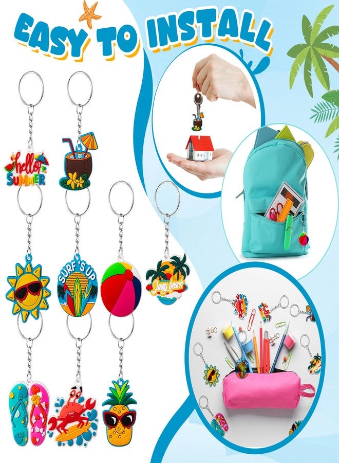 Remuuly 36 Pcs Summer Beach Favors Keychain Bulk Hawaiian Pool Party Keychains Hawaii Keychain Luau Beach Charms Tropical Hanging Pendant Summer Key Ring for Party Favors Supplies Gifts - Image 3