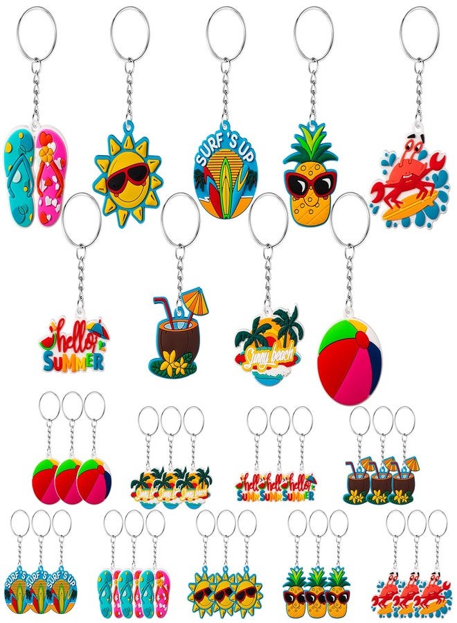 Remuuly 36 Pcs Summer Beach Favors Keychain Bulk Hawaiian Pool Party Keychains Hawaii Keychain Luau Beach Charms Tropical Hanging Pendant Summer Key Ring for Party Favors Supplies Gifts - Image 1