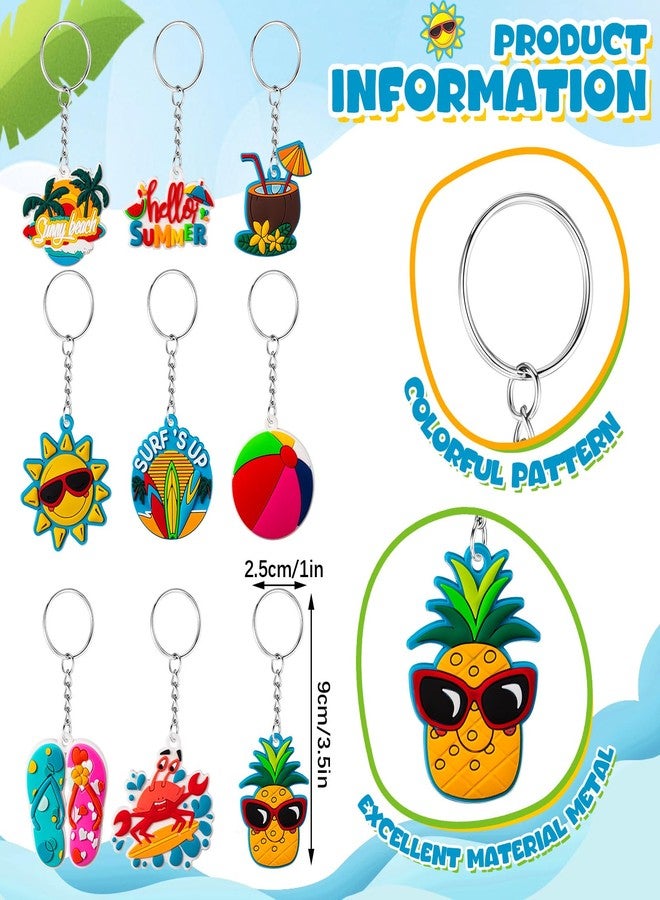 Remuuly 36 Pcs Summer Beach Favors Keychain Bulk Hawaiian Pool Party Keychains Hawaii Keychain Luau Beach Charms Tropical Hanging Pendant Summer Key Ring for Party Favors Supplies Gifts - Image 2