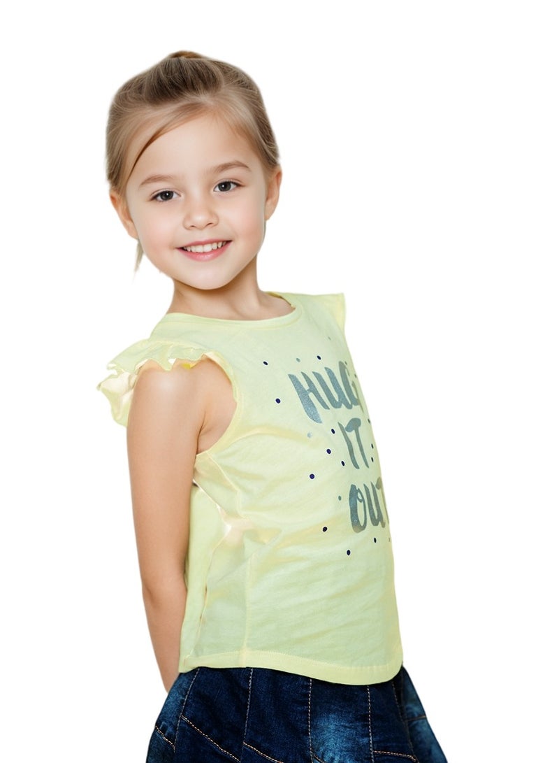 WiNi BEE Girls T-shirt Summer cotton tops Silver printed Letters Ruffle-Trim Toddler Tee Girls Fashion Clothing 2 4 6 Years - Image 2