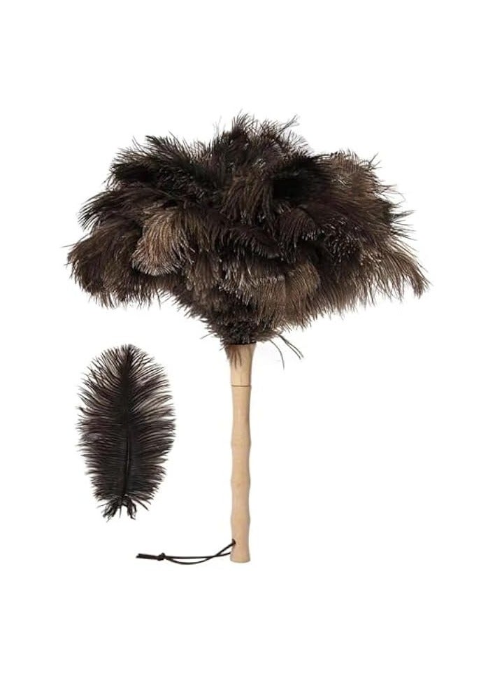 Green Tiger Ostrich Feather Duster 16 inch Ostrich Feather Duster Fluffy Natural Genuine Ostrich Feathers with Wooden Handle and Eco-Friendly Reusable Handheld Ostrich Feather Duster for Cleaning Supplies - Image 1