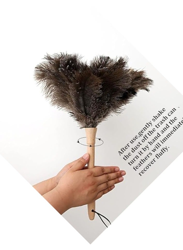 Green Tiger Ostrich Feather Duster 16 inch Ostrich Feather Duster Fluffy Natural Genuine Ostrich Feathers with Wooden Handle and Eco-Friendly Reusable Handheld Ostrich Feather Duster for Cleaning Supplies - Image 2