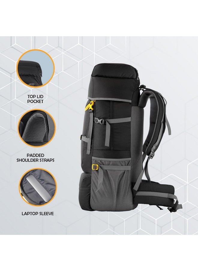 Trawoc حقيبة ظهر ترافوك إمبر 60 لتر للسفر والمشي لمسافات طويلة والتخييم للرجال والنساء، SHK012، ضمان 3 سنوات، أسود - Image 5