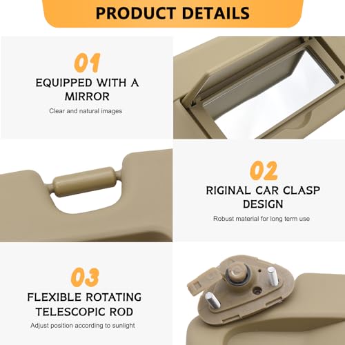 KAOLALI Left Driver & Right Passenger Side Sun Visor Set Fits Honda Civic 2006 2007 2008 2009 2010 2011 EX LX Sedan SI Coupe Replacement for 83280-SNA-A01ZA, 83230-SNA-A01ZA (Beige) - Image 4