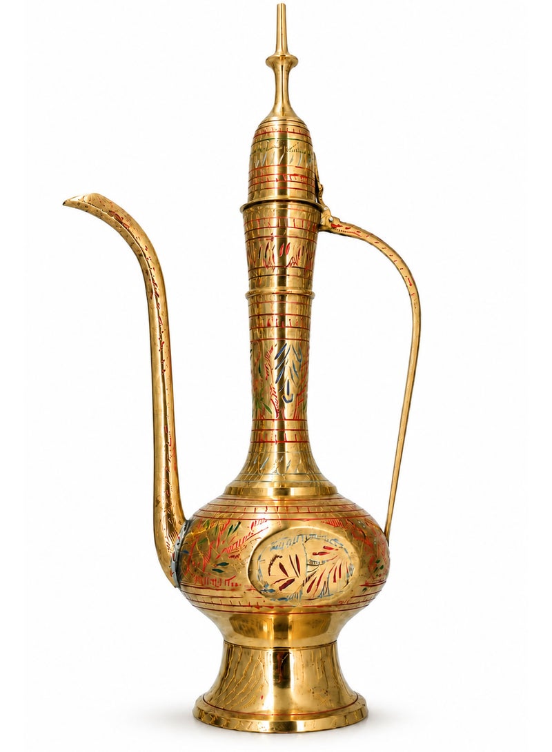 Handcrafted Decorative Brass Aftaba Showpiece – Traditional Engraved Vintage Brass Pitcher for Home Décor, Living Room, Office & Display (18Inch) - Image 1