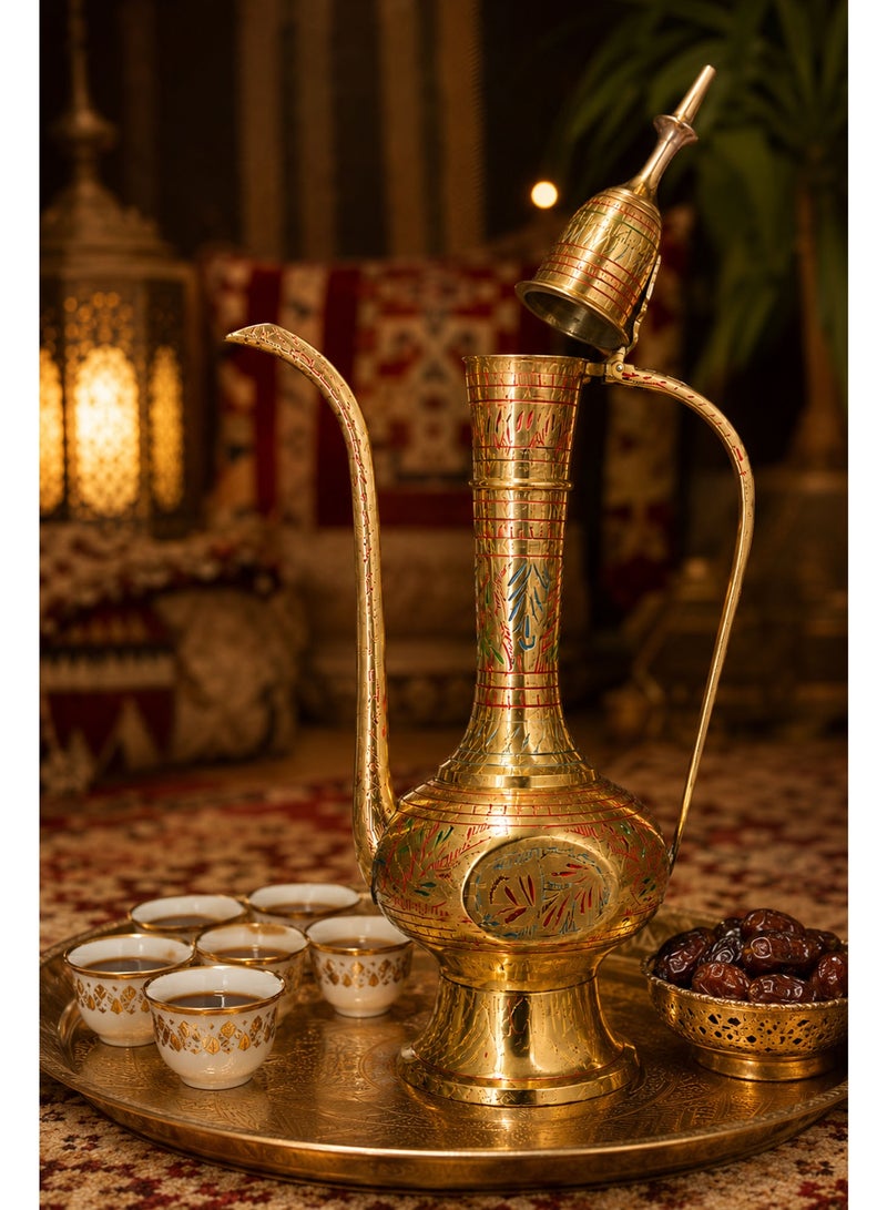Handcrafted Decorative Brass Aftaba Showpiece – Traditional Engraved Vintage Brass Pitcher for Home Décor, Living Room, Office & Display (18Inch) - Image 3
