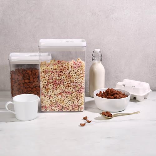 Felli Flip Tite Storage Container with Lid 4 RECTANGULAR Air Tight Ring Flip Top Stackable Acrylic Canister for Kitchen Counter Pantry Cereal Granola Pasta Spice Christmas Gift 4pk Variety - Image 3
