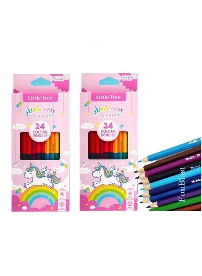 فنبلاست مجموعة أقلام تلوين فن بلاست للأطفال، 24 قلمًا، أقلام تلوين مزدوجة الجوانب، أقلام تلوين للفنانين، هدية للمبتدئين والقرطاسية للأطفال، ألوان رسم للأطفال، متعددة الألوان - Image 1