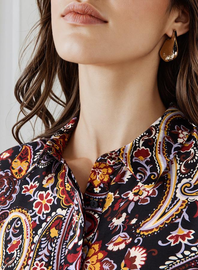 ايكونيك فستان ترابيز بياقة وطبعة بيزلي أيقونية - Image 3