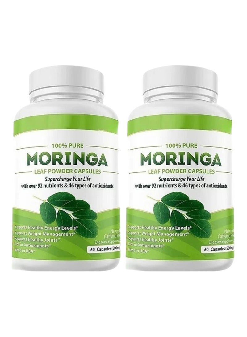 Moringa Capsules Single Origin  Powder Organic.  Leaf. Energy, Metabolism, u0026 Immune Support. 120ct. 500mg Caps - 2 Bottles - Image 1