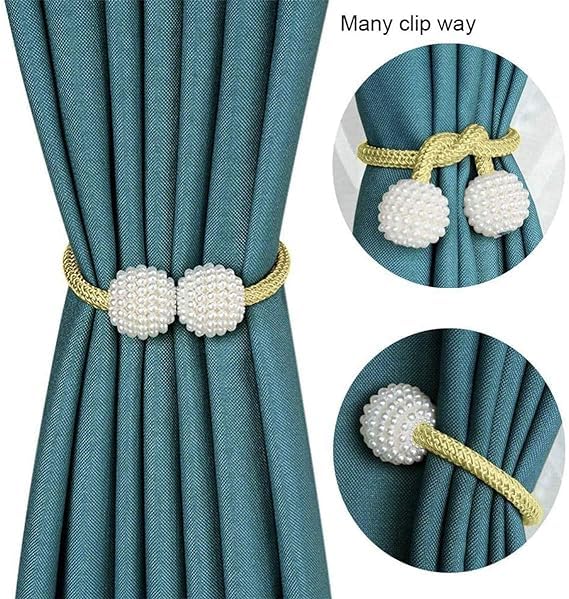 Pavan Ecommerce Magnatic Polyester Curtain Magnetic Holder and Tassel Curtain tie Backs for Door Curtains (Multi Color, 4Pc) Pavan Curtain Tie 2 Pair  - Image 4