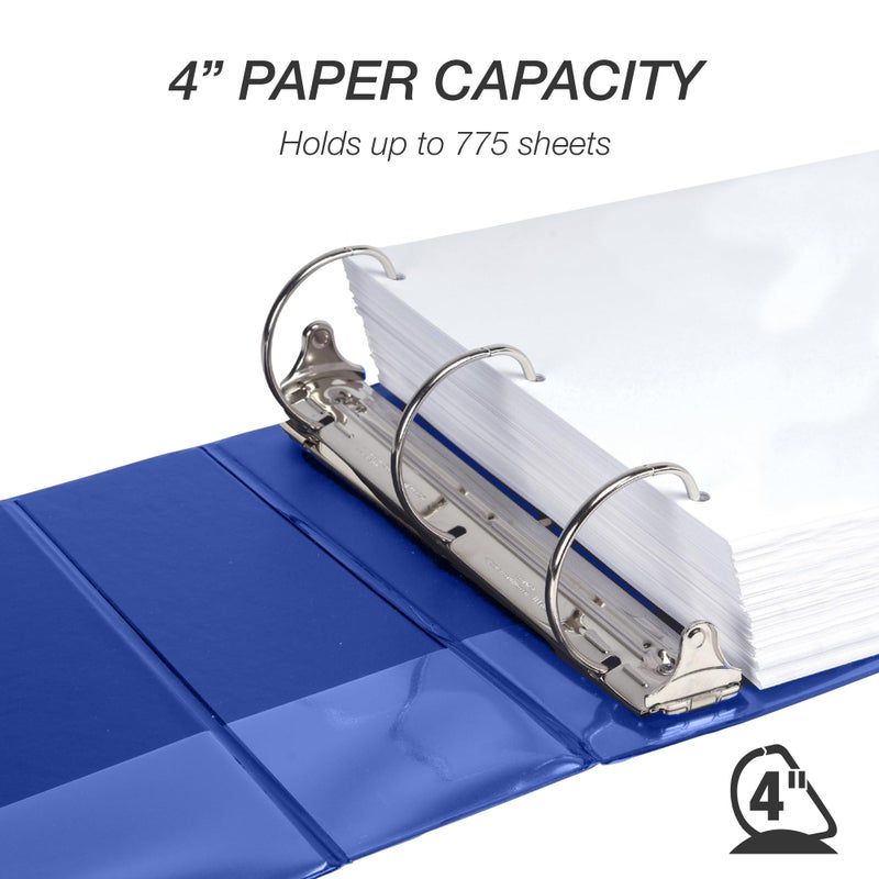 Samsill Durable 4 Inch Binder, Made in The USA, Locking D Ring Binder, Customizable Clear View Cover, Dark Blue, Holds 775 Pages - Image 5