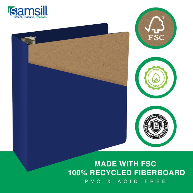 Samsill Durable 4 Inch Binder, Made in The USA, Locking D Ring Binder, Customizable Clear View Cover, Dark Blue, Holds 775 Pages - Image 3