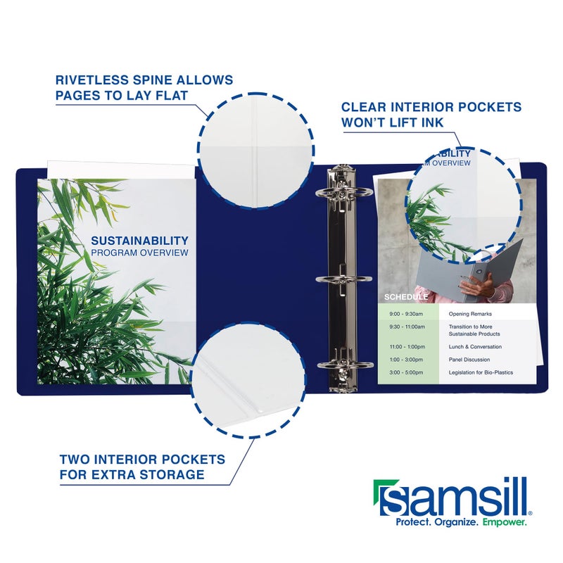 Samsill Durable 4 Inch Binder, Made in The USA, Locking D Ring Binder, Customizable Clear View Cover, Dark Blue, Holds 775 Pages - Image 4
