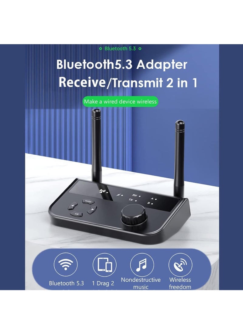 Rock Pow - Bluetooth 5.3 Audio Adapter 2 in 1 Bluetooth Wireless AUX Receiver 1 Drag 2 for TV CD Wireless Music for Headphones Speakers Car Tablet Home Stereo System - Image 1