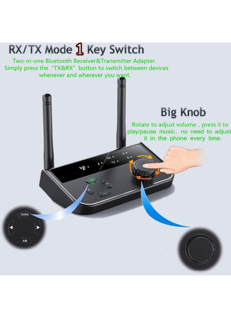 Rock Pow - Bluetooth 5.3 Audio Adapter 2 in 1 Bluetooth Wireless AUX Receiver 1 Drag 2 for TV CD Wireless Music for Headphones Speakers Car Tablet Home Stereo System - Image 1