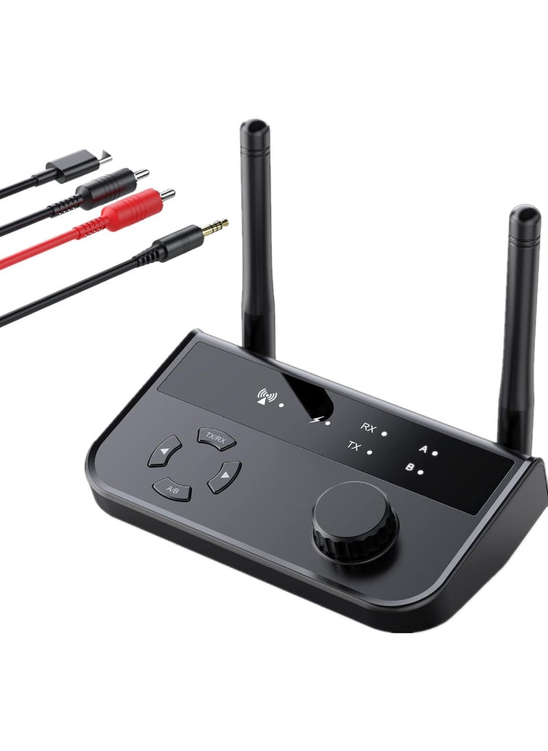 Rock Pow Bluetooth 5.3 Audio Adapter 2 in 1 Bluetooth Wireless AUX Receiver 1 Drag 2 for TV CD Wireless Music for Headphones Speakers Car Tablet Home Stereo System  - Image 1