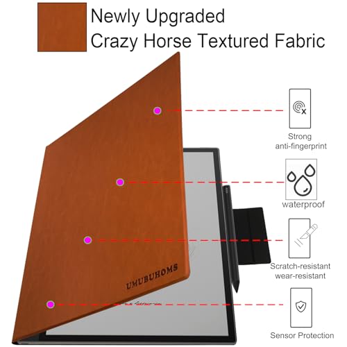 UMUBUHOMS Magnetic Stand Case for 13.3'' Boox Tab X C (2025) / Boox Note Max (2024) Lightweight Book Folio Cover with Anti-Lost Magnetic Pen Buckle & Auto Wake/Sleep (Brown) - Image 4
