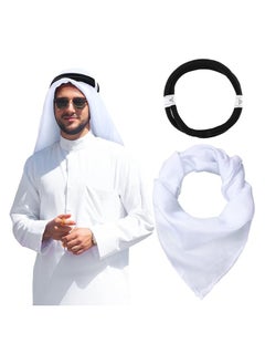 Generic Men Headscarf with Aqel Rope, Arab Keffiyeh Shemagh Turban,Desert Keffiyeh Casual Headwear Scarf Neck Wrap Head Cover Turban Cap  - Image 1