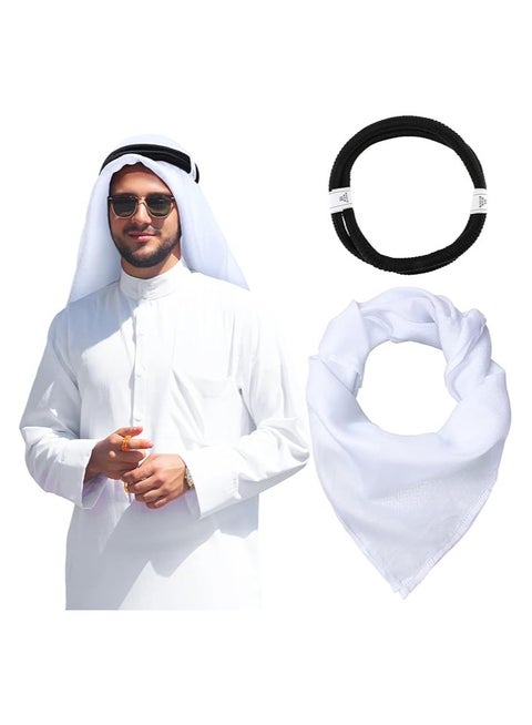 غطاء رأس رجالي بحبل عقل، عمامة شماغ كوفية عربية، غطاء رأس كوفية صحراوية كاجوال، وشاح، لفافة رقبة، غطاء رأس، عمامة