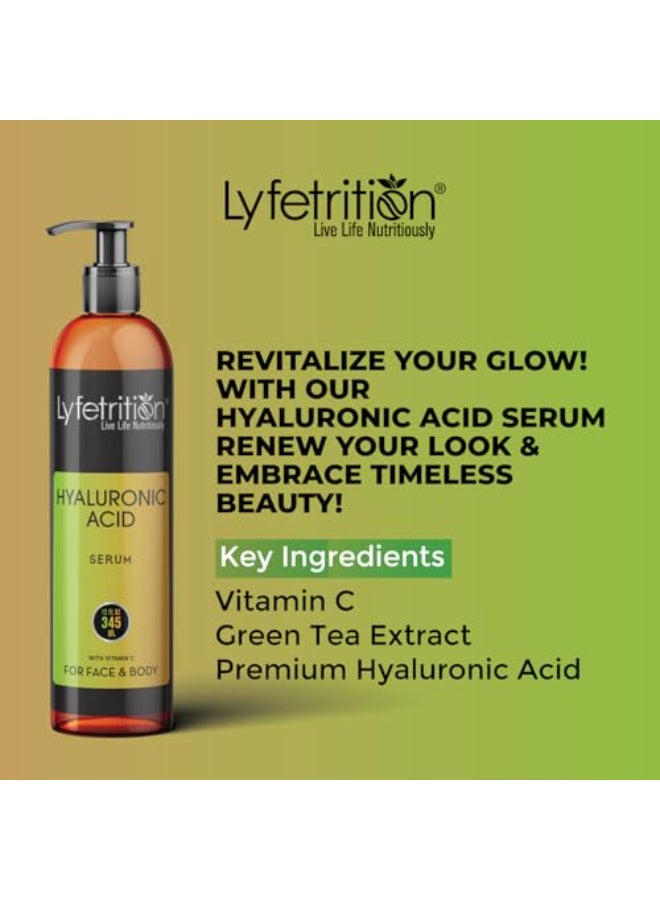 Lyfetrition Hyaluronic Acid Serum for Skin Moisturizing and Hydrating Serum for All Types of Skin 100 Natural Face Serum with Vitamin C Aloe Vera 12 Fl Oz Clear Serum Lyfe7581 - Image 3