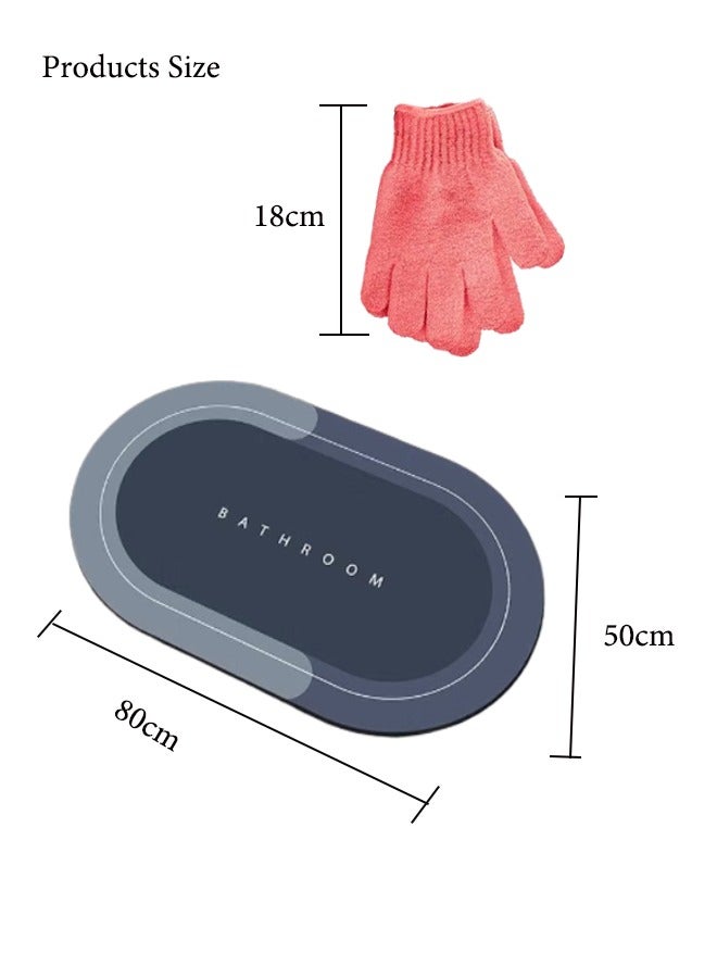 Super ZYouth Bath Mat with Free Shower Gloves, Non-Slip Bathroom Floor Mat, Quick-Drying and Easy-to-Clean Door Rug Mat, Super Absorbent Shower Carpet, Bathroom/Toilet/Kitchen/Entrance 50x80cm - Image 2